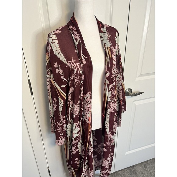 Free People Intimate Floral Duster Cover Up Open Front Lightweight Size Small S - Picture 5 of 16